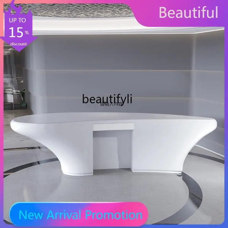 

zzGFiberglass Paint Simple Modern Reception Shopping Guide Desk Creative Beauty Salon Bar Counter Cashier Desk Customization