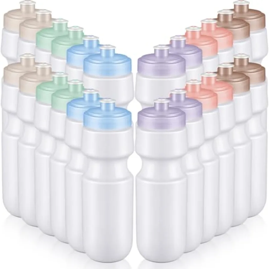 

24 Pcs Sports Water Bottles Bulk 22 oz Squeeze Reusable Sports Water Bottles Blank Plastic Water Bottles with Pull Top Cap for