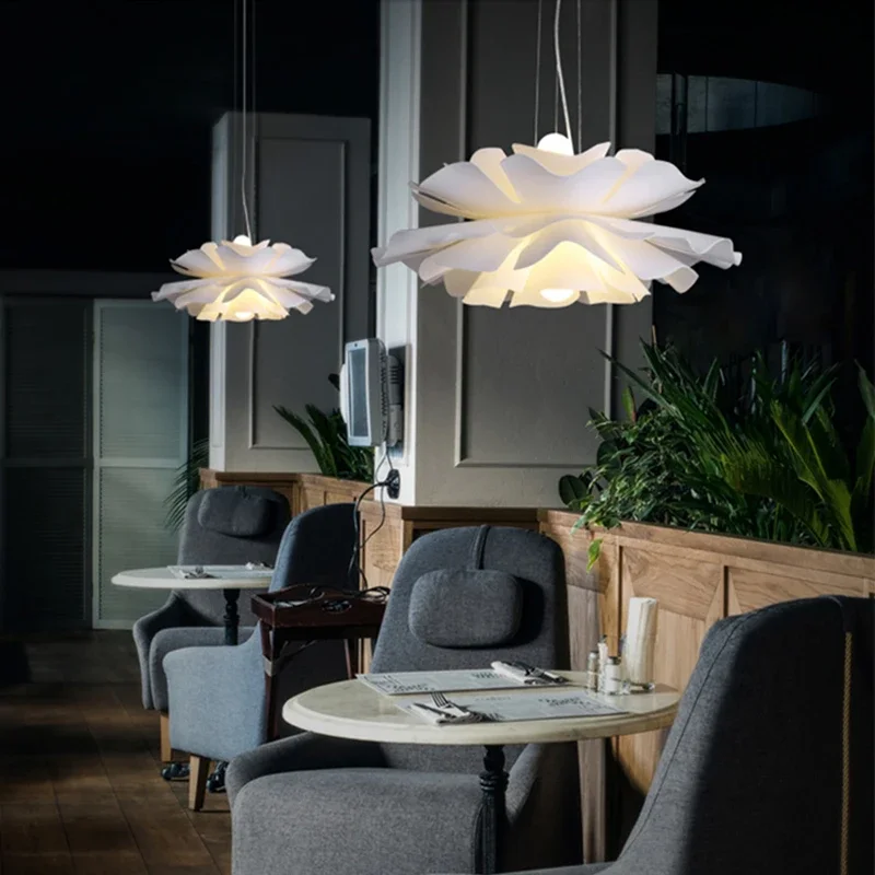 acrilico flor pingente lustre design nordico multi camada luz led luminaria suspensa art decor hotel sala de jantar cozinha 01