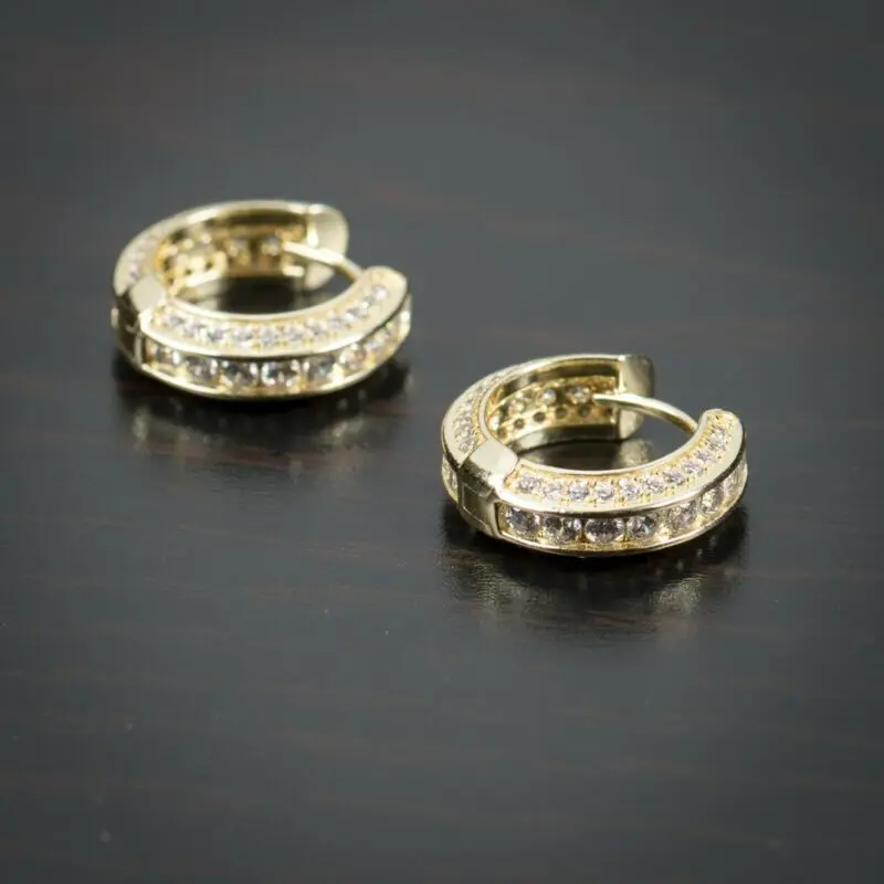 Hip Hop Round Hoop Earrings for Men Crystal Cubic Zirconia Fashion Versatile Male Jewelry Trend Circle Earring Gift
