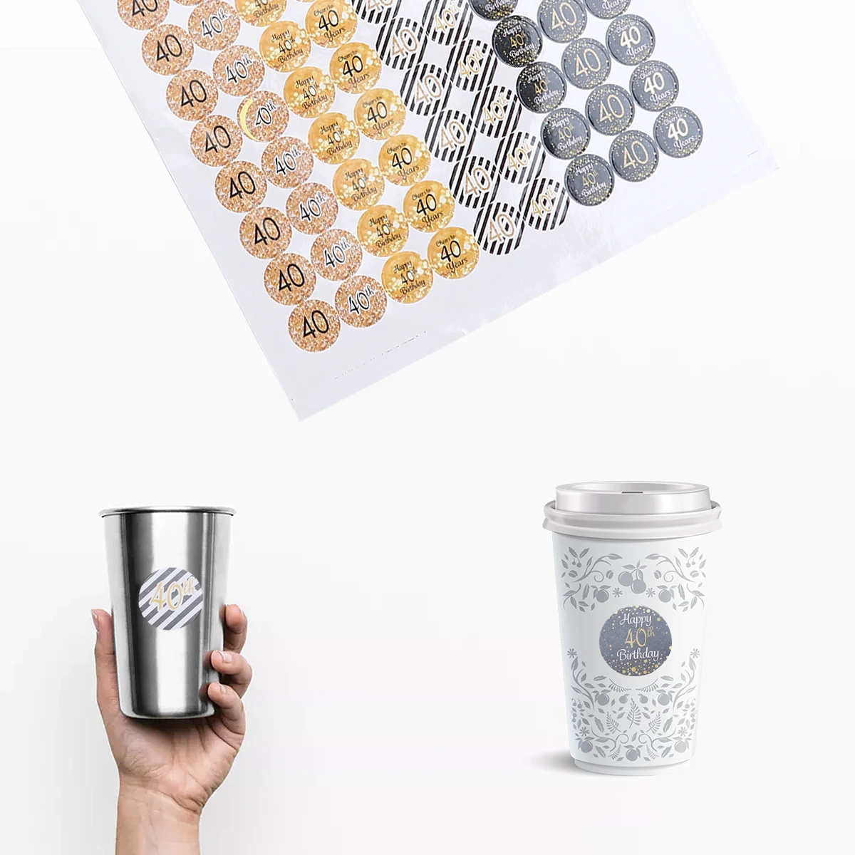 

2 Sheets Birthday Stickers Circle Anniversary Decor Number for Party Decoration