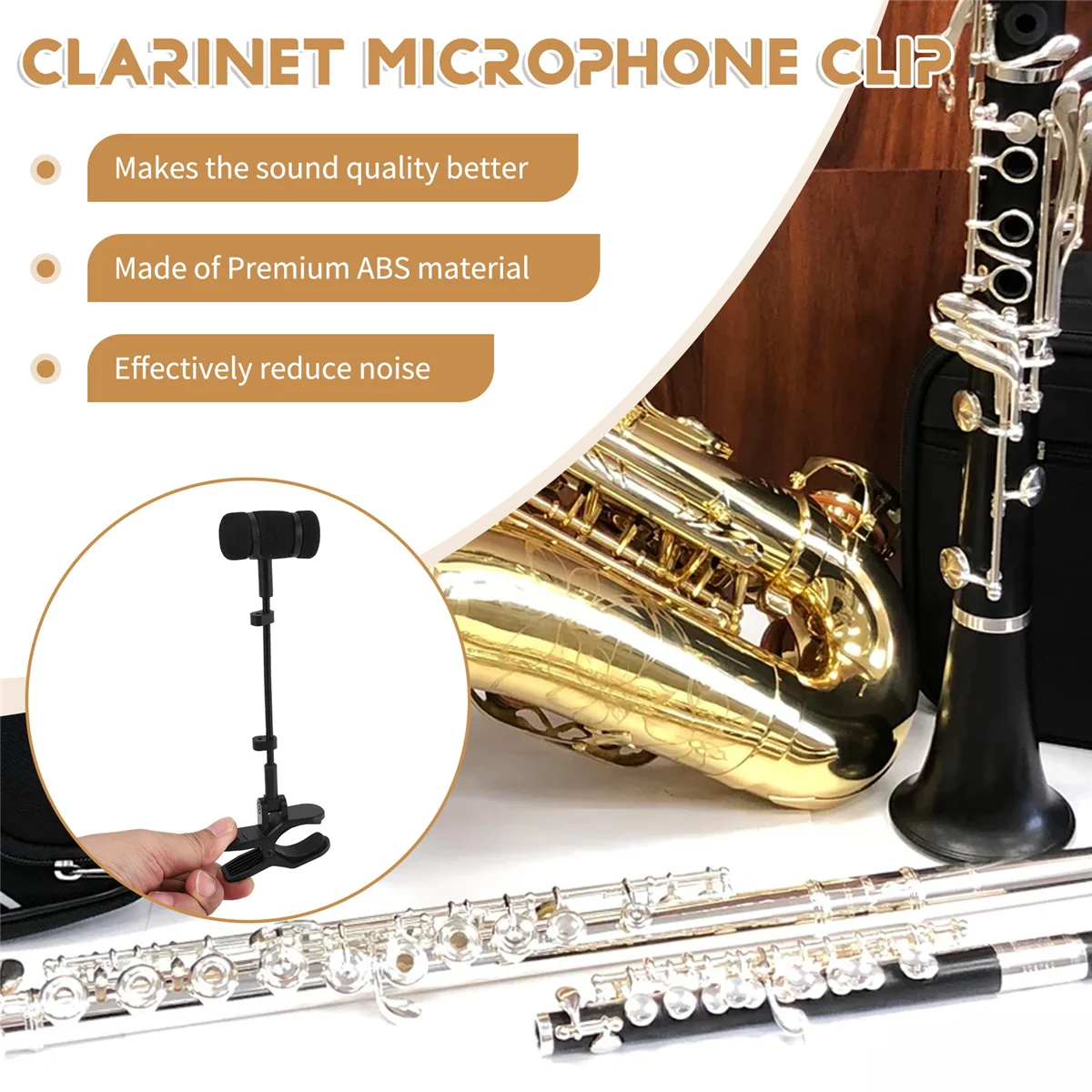 Instrumen kondensor mikrofon klip untuk Flute klarinet Piccolo Oboe Universal Stand bracket Mic rak Mount