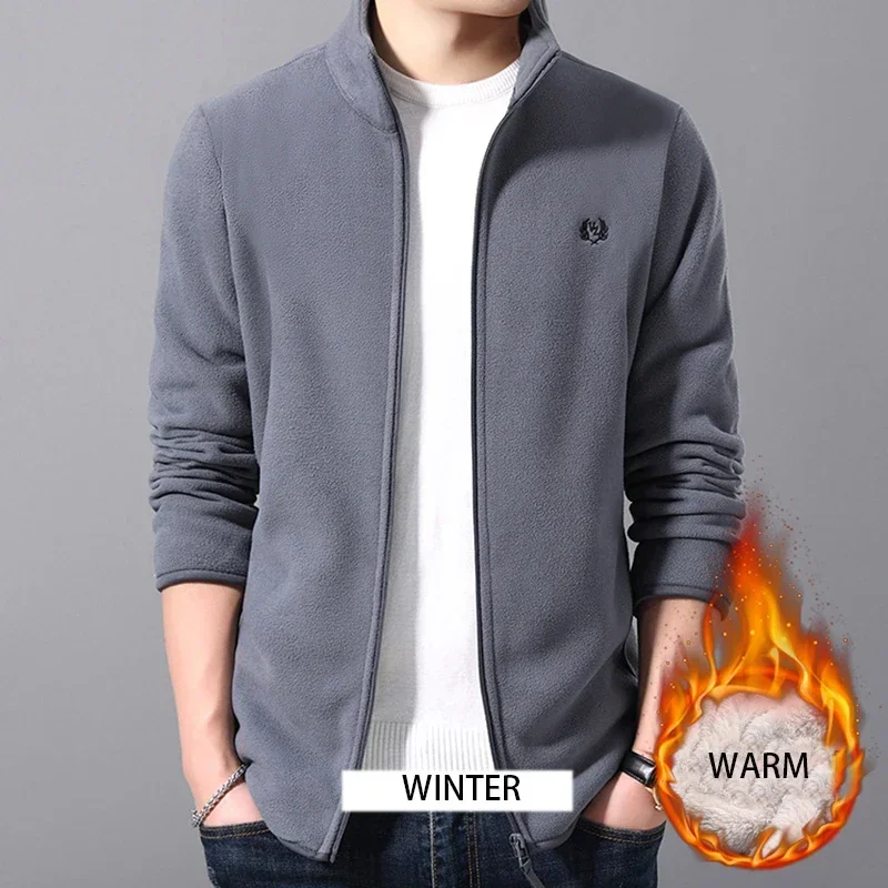 Winter Jacket Men Thick Warm Casual Solid Color Zip Fly Slim Fit Plus Size 5xl Stand Polyester Jacket for Men