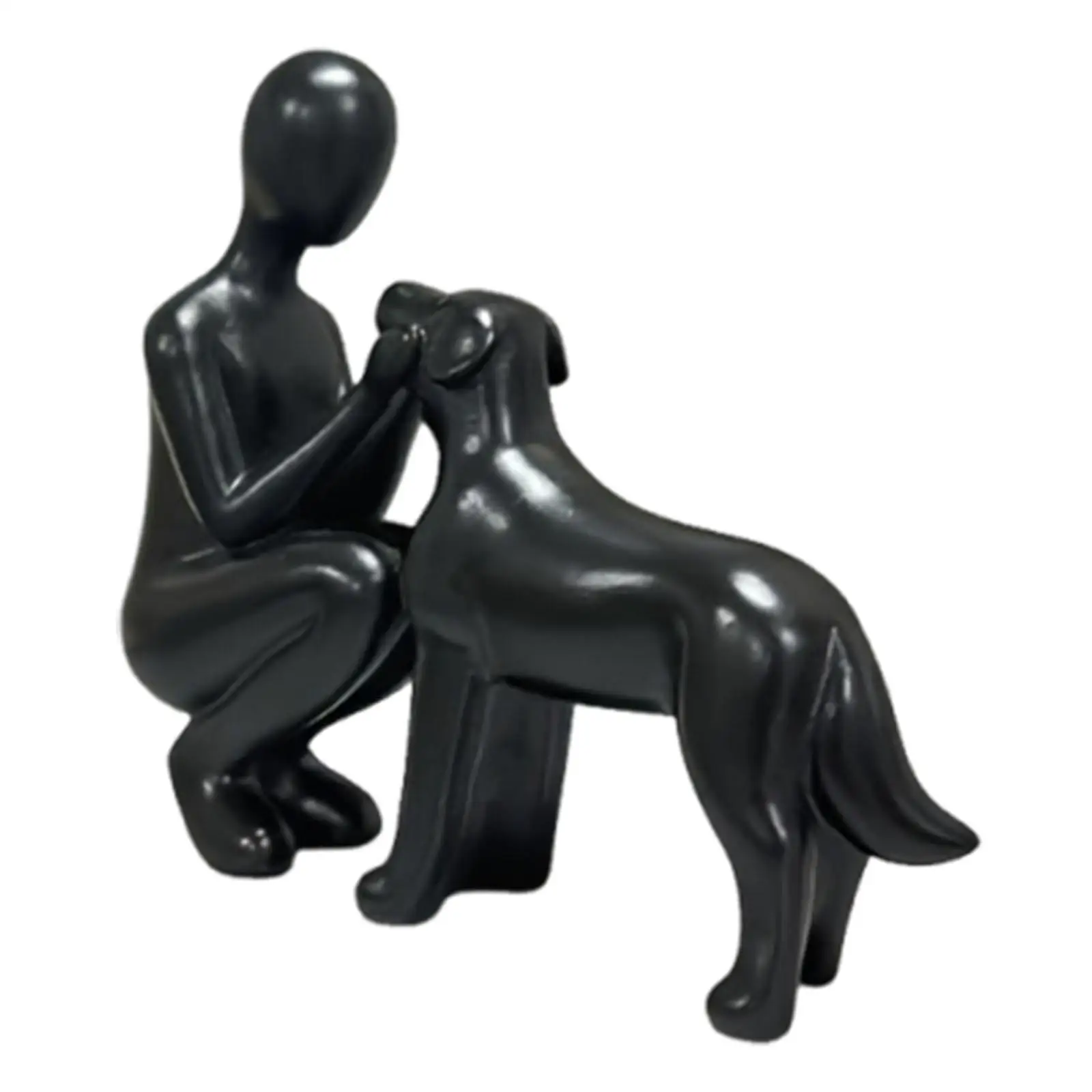 Human with Dog Statue Ornament Family Memorial Gift Emotional Bond Figurine