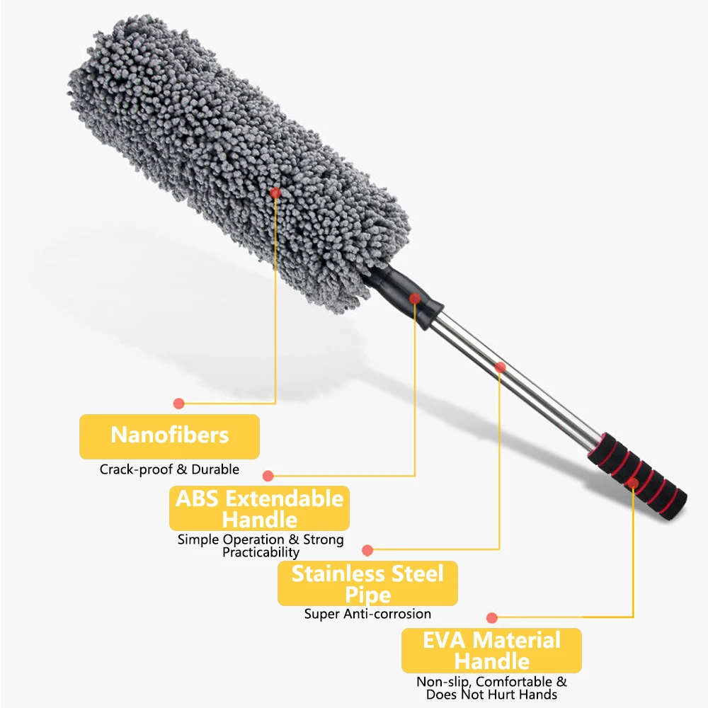 Soft Microfiber Car Duster Dust Mop Cleaning Brush Universal for Car Truck SUV RV Motorcycle Auto Interior Exterior Accessories