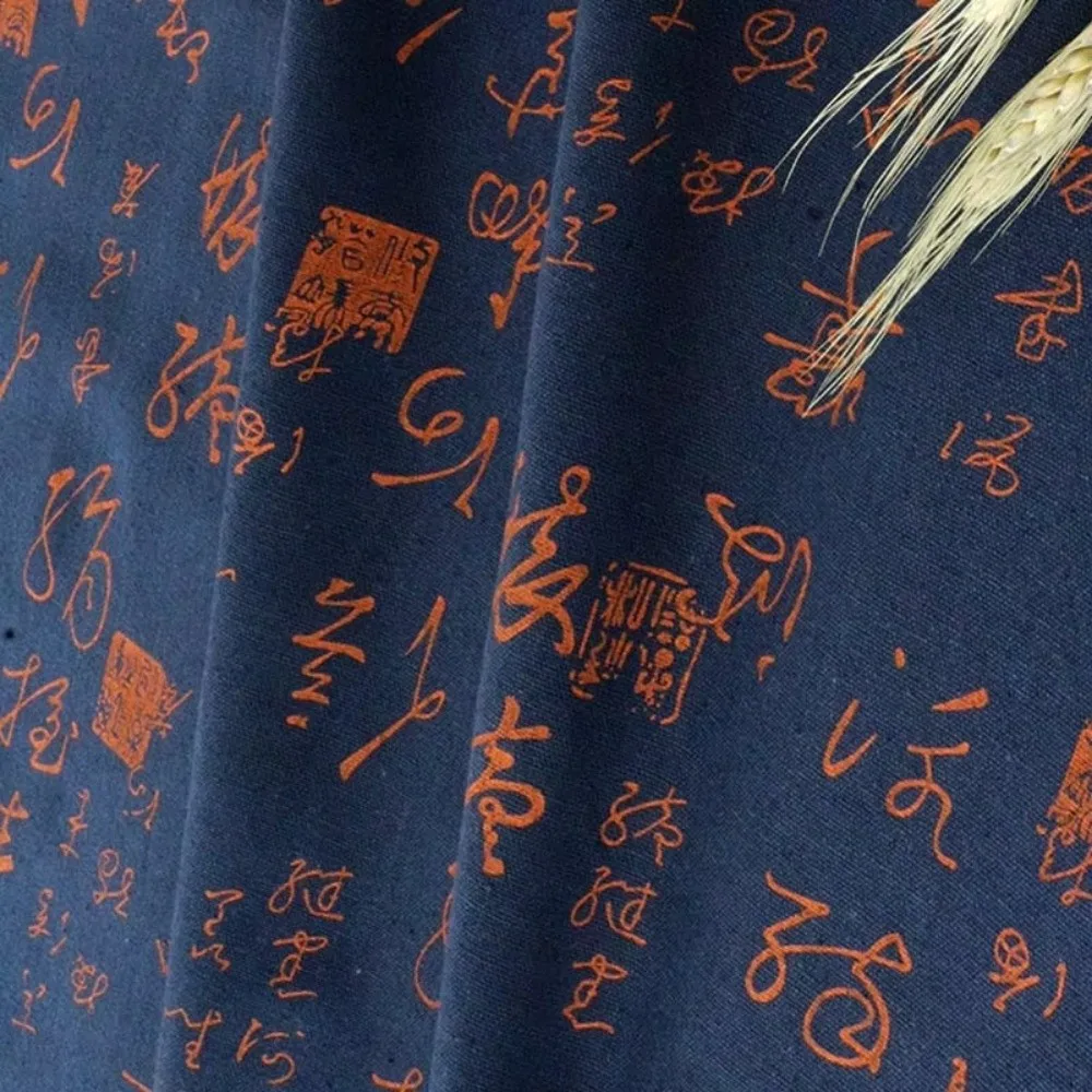 150×50cm/200×150cm Calligraphy Printed Fabric Chinese Style Chinese Character Printed Dust Cover Breathable Soft DIY Fabric