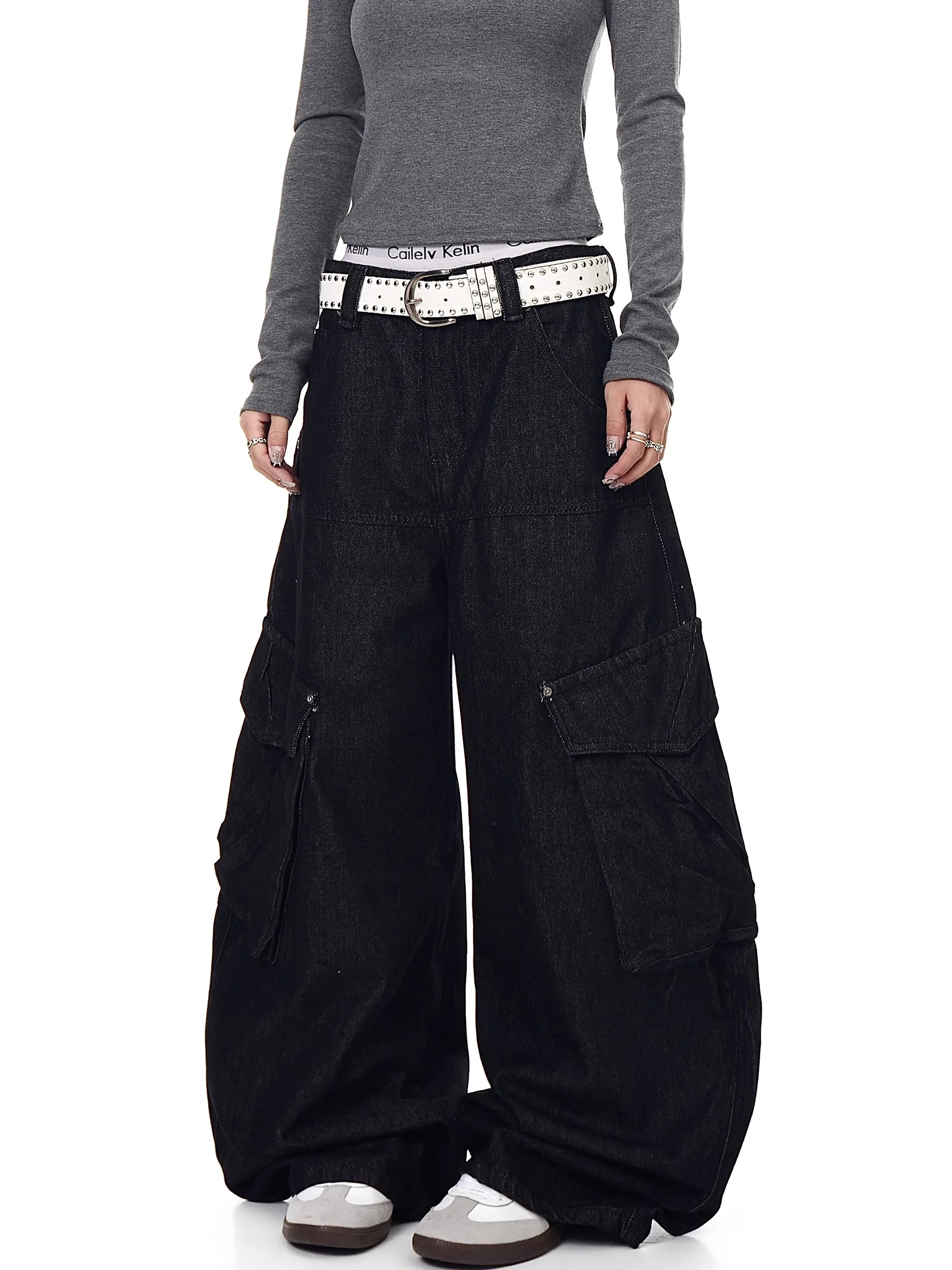 

Women‘s Y2k Black Gothic Jeans Cargo Baggy Aesthetic 90S Vintage Pants Harajuku Streetwear 2000s Trashy Denim Trousers Clothing