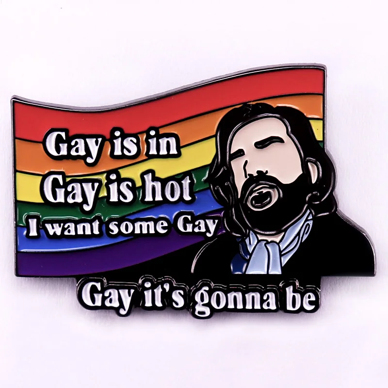 Laszlo Enamel Pin Gay Is in Gay Is Hot I Want Some Gay Lapel Pin LGBTQ Pride Decor