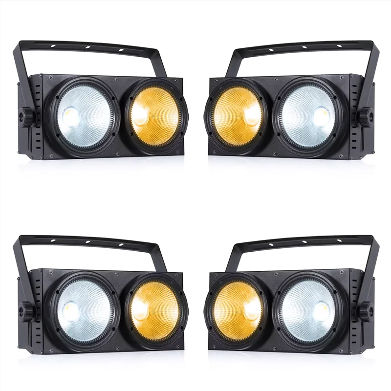 Pop 4PCS LED Audience Light 2x100W White & Amber Disco Party Wedding Club Bar Concert Dmx512 Strobe Light Stage Light Event Show
