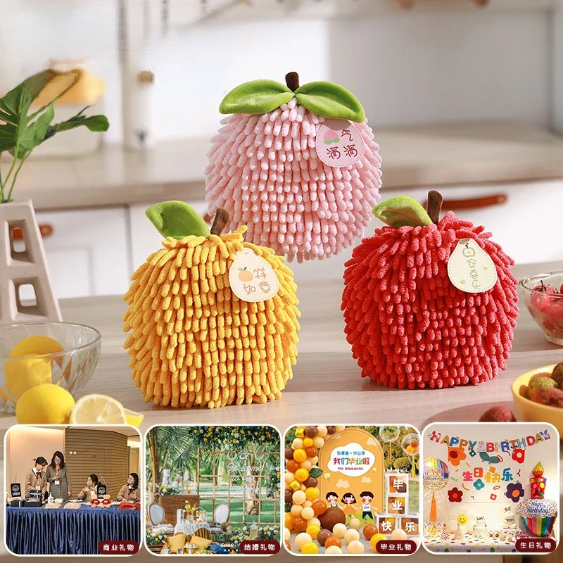 

Super Absorbent Cute Fruit Hand Towel Household Microfiber Kitchen Towel High-efficiency Tableware Cleaning Towel Kitchen Tools