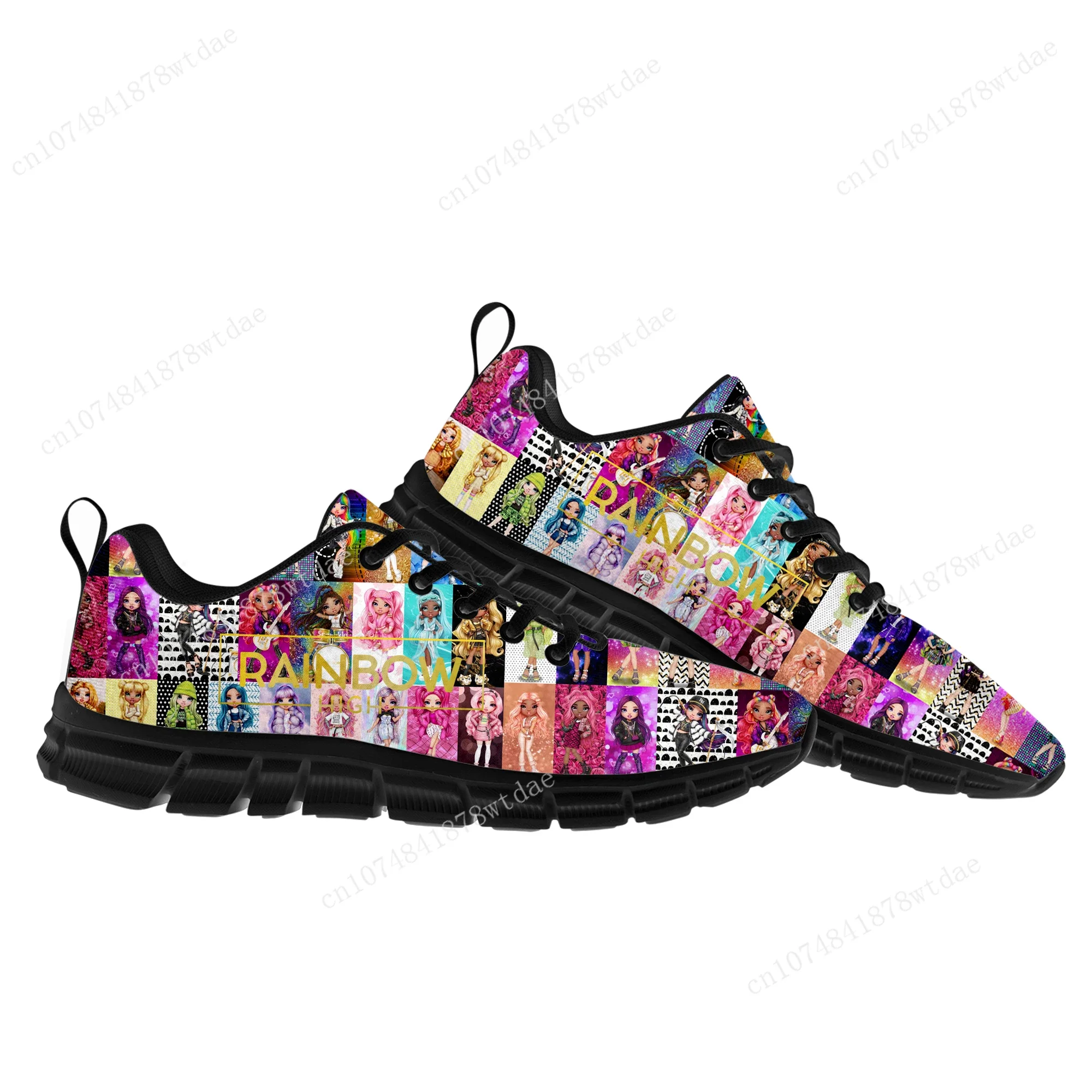 Chaussures de sport hautes arc-en-ciel pour filles, baskets pour hommes et femmes, chaussures personnalisées pour adolescents, mode pour enfants, haute qualité, manga, rencontre