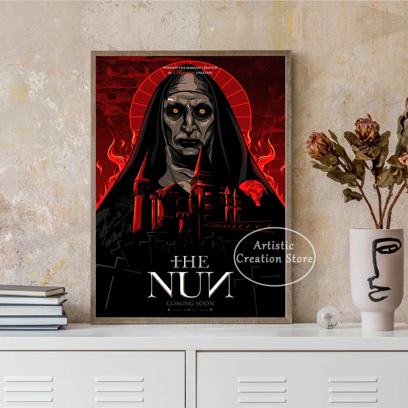 Horror Nun Demon Poster Classic Thriller Movie Posters Prints Canvas Painting Wall Art Pictures for Cinema Bedroom Home Decor