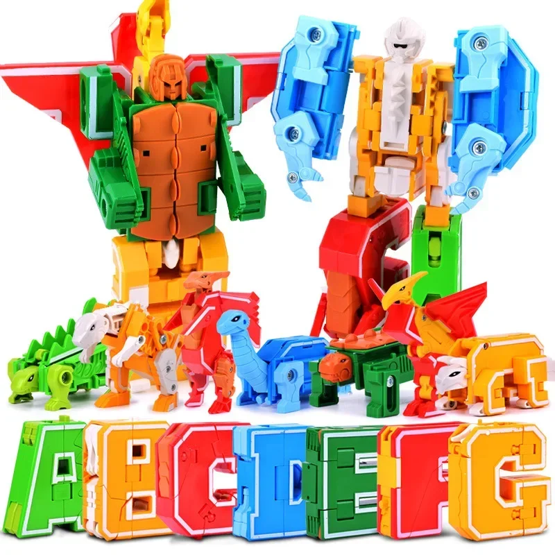 26 letter A-Z Alphabet Animal Dinosaur Warrior Deformation Action Figures Transformation Robot Toys For Children Gift Brinquedos