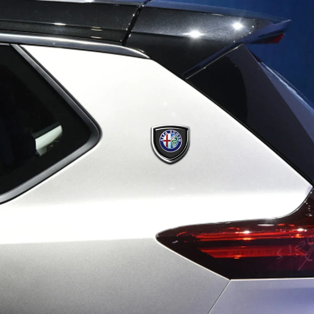 Hub Caps 1pc 3D Metal Shield Emblem Car Window Trunk Decor Sticker For Alfa Romeo Logo 159 Giulietta Mito 147 F1 Stelvio Volante view 5