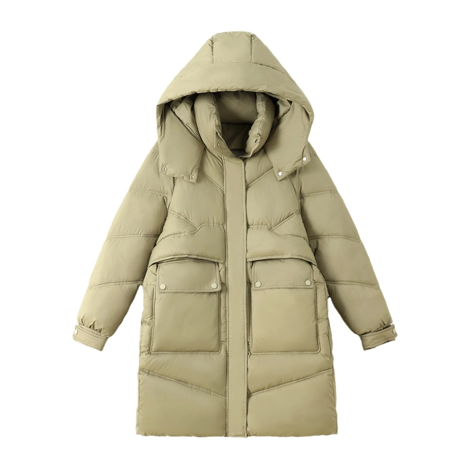 Women\'s Winter Jacket 2024 Winter Women Long Cotton Jacket Female Pure Color Casual Parkas Coat Women Thicken Warm Padded Jacket