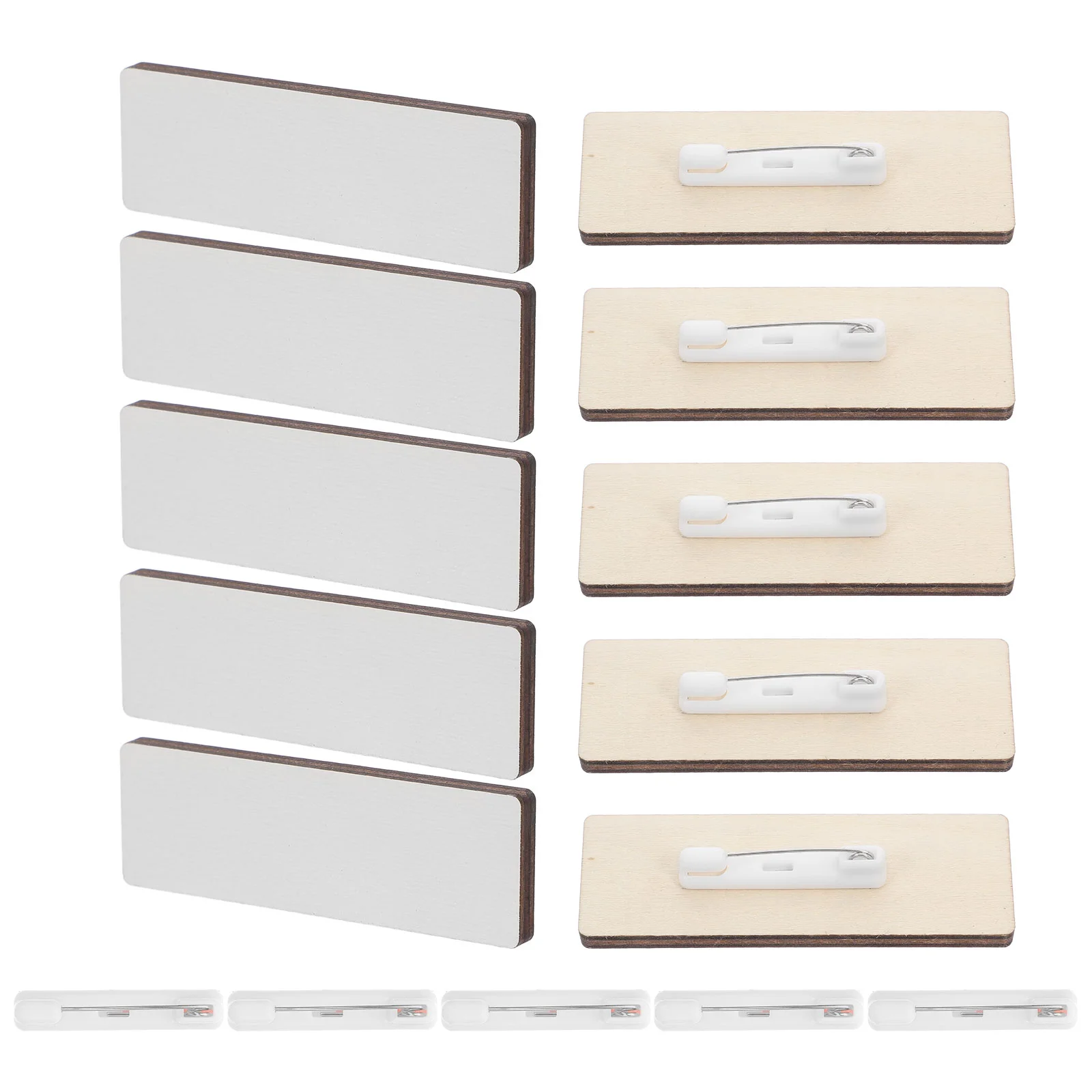 10pcs 승화 빈 이름 태그 클립 나무 이름 배지 Diy 이름 플레이트 빈 식별 태그 빈 나무 이름 태그