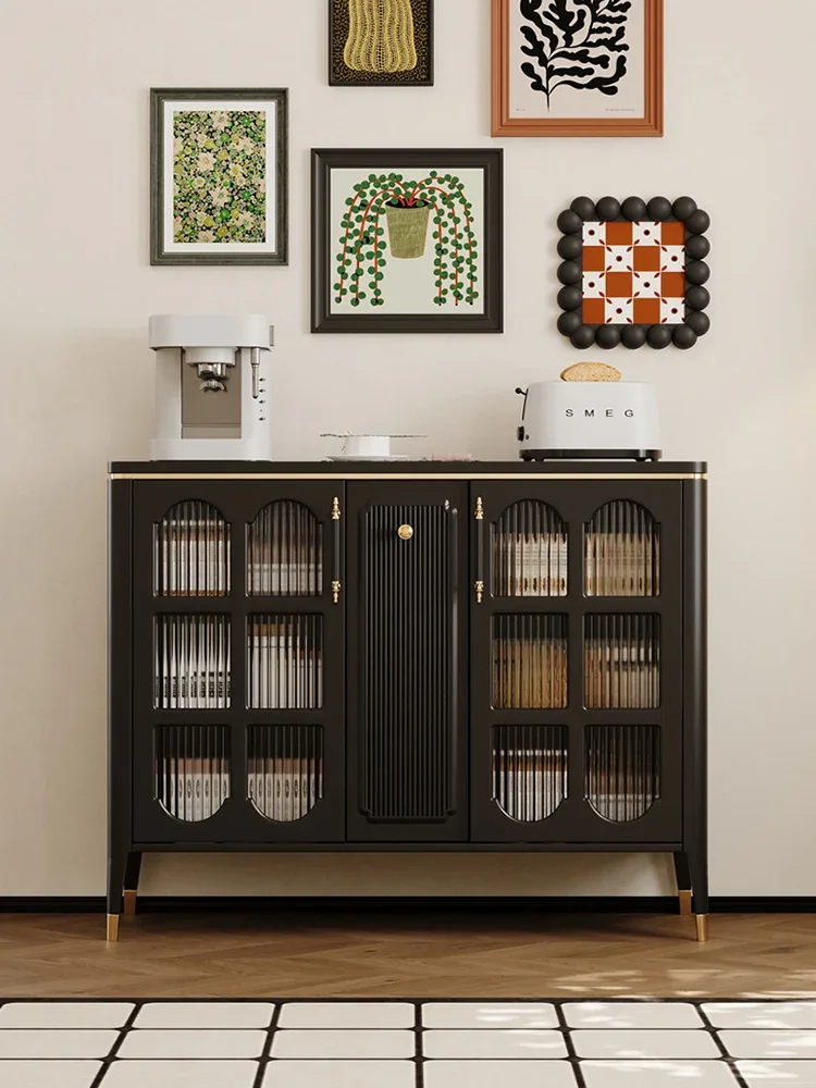 

American retro solid wood sideboard 35cm ultra-thin black and white locker living room wall French porch tea cabinet.