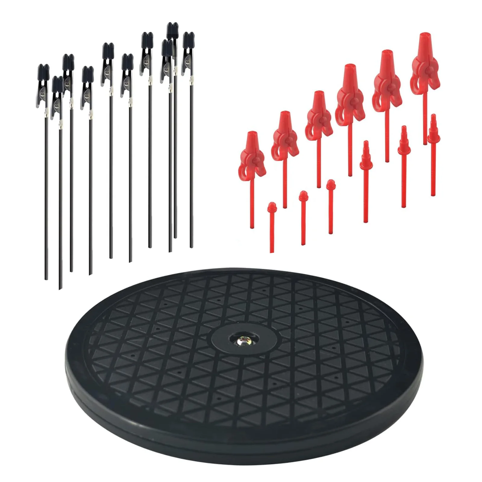 

Joystar 7.5" Round Heavy Duty Swivel Rotating Stand with 22 PCS Clip Sticks Gundam Model Hobby Modeling DIY Card Photo Memo