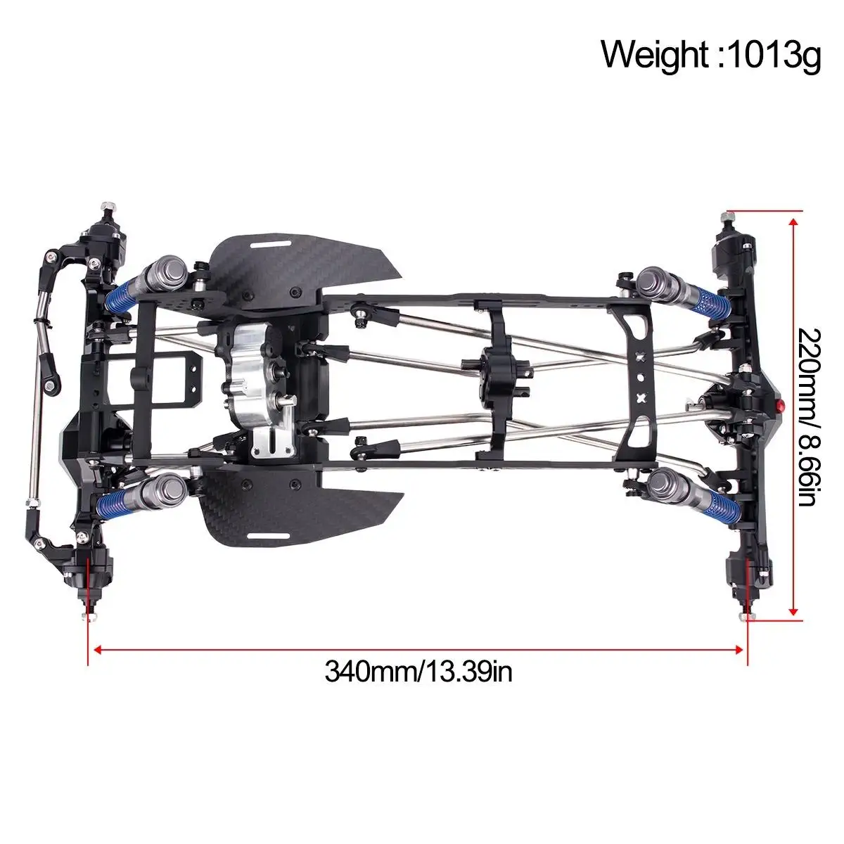 1/10 RC Crawler Carbon Fiber Chassis Kit Premium Practical Easy to Install Professional Replacement Accessory High Clearance