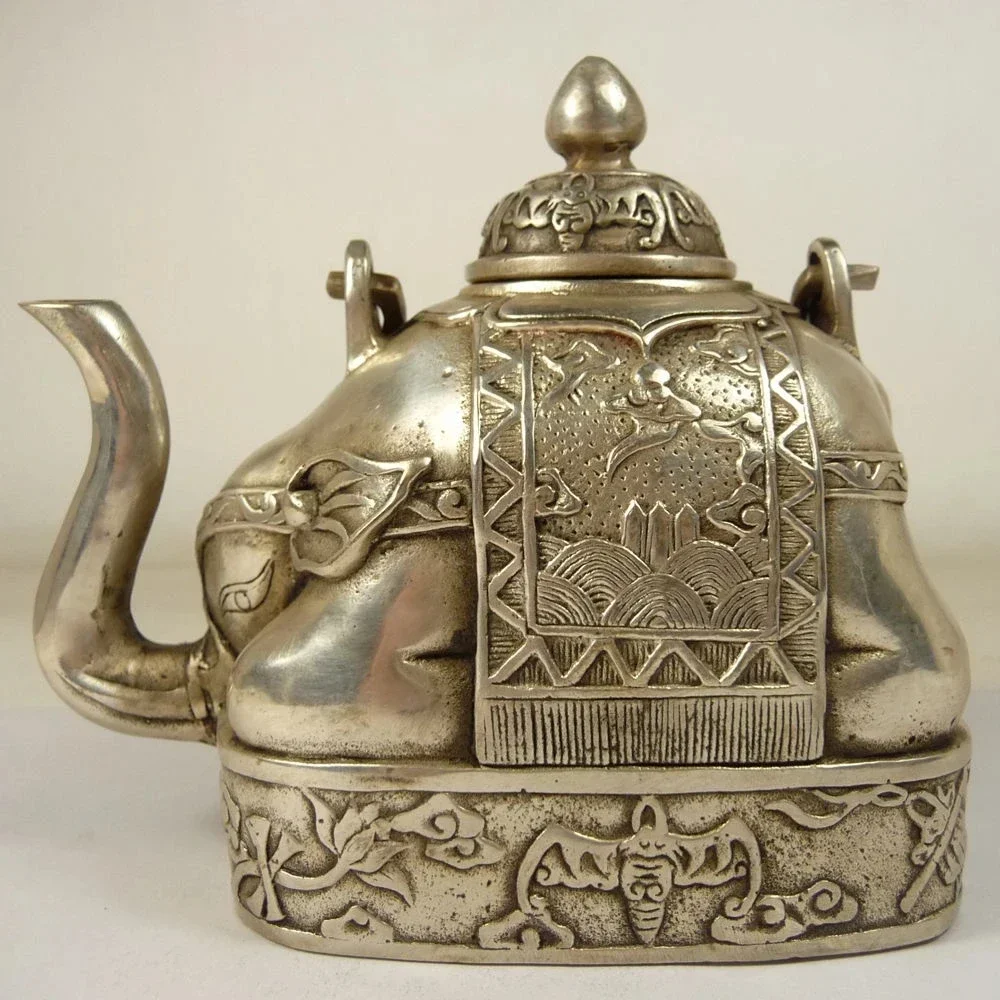 Wonderful Chinese Tibetan silver elephant teapot