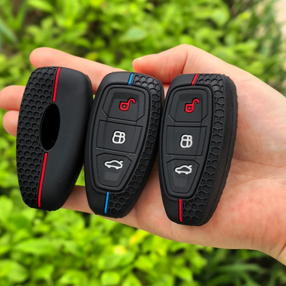 Car Key Pack for Ford ST Line Fiesta Focus Mondeo Ecosport Kuga Puma Edge Escape Metallic Silicone Car Key Fob Case Accessories