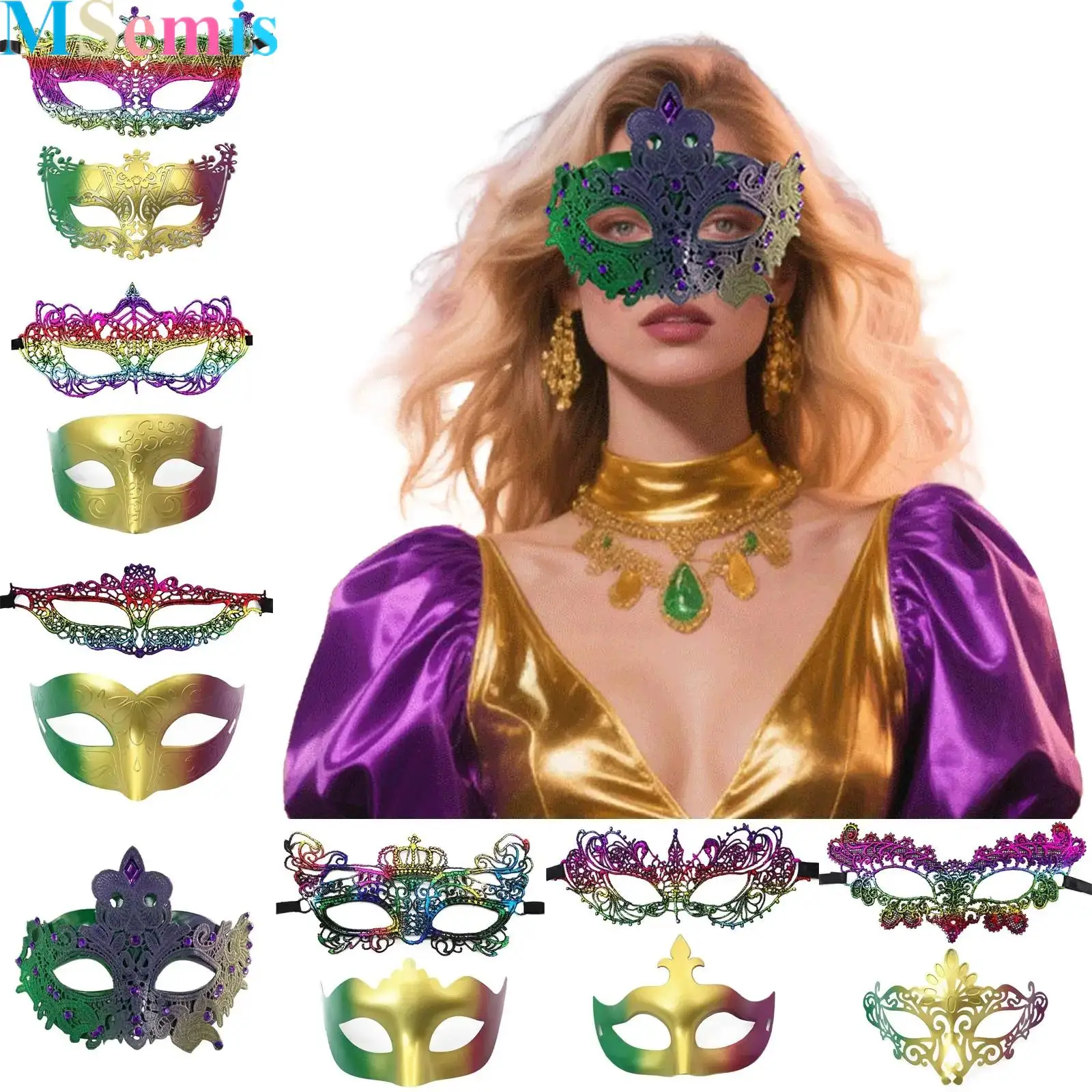 

Masquerade Mask Tricolor Gradient Venetian Eye Half Mask for Prom Ball Halloween Carnival Mardi Gras Party