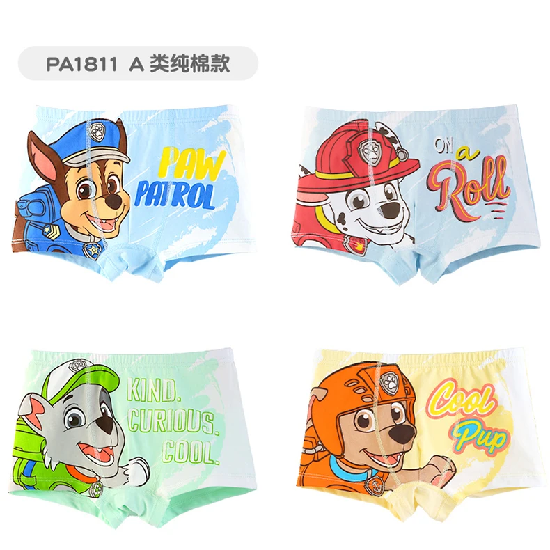 Original Paw Patrol 4PCS Children Underwear Boys Cotton Underpants Flat angle Antibacterial Underwear Boxer Shorts High Quality