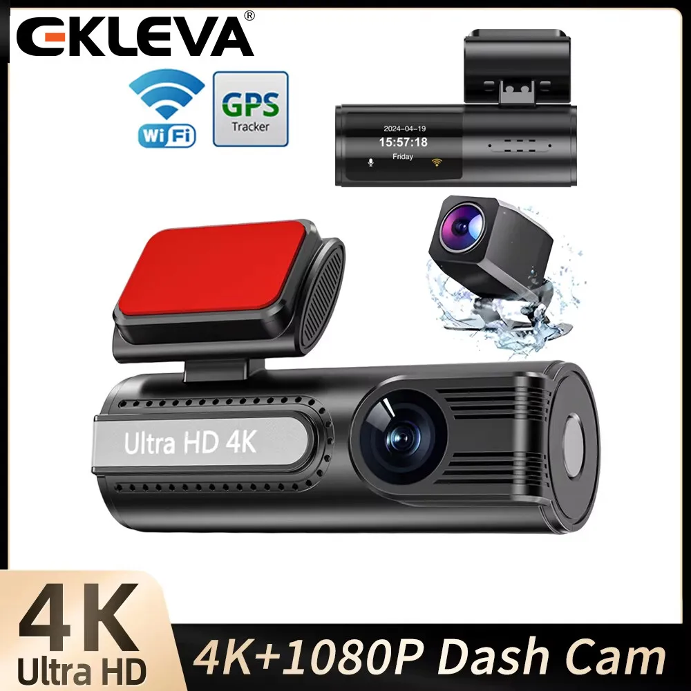 

EKLEVA Mini Dash Cam WlFl App Control CAR DVR Front 4K Sony Rear 1080P Dual Lens WDR UHD Night Vision 24H Parking Monitor
