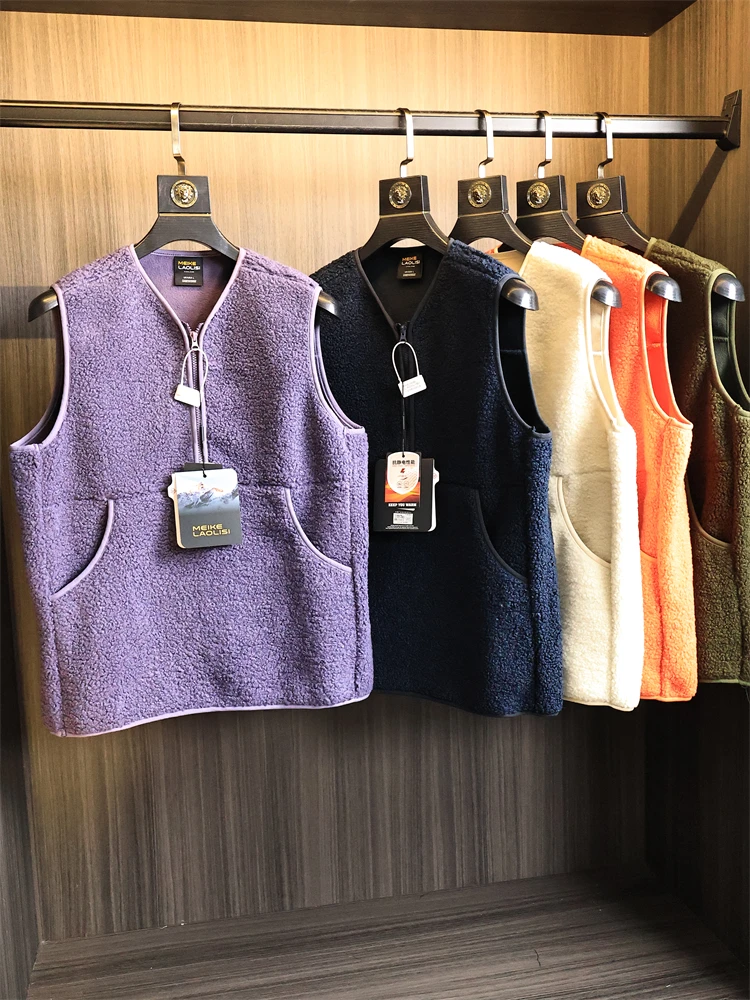 

Мужской винтажный жилет на молнии V-Ne Particle Fce Jaet, теплая верхняя одежда, жилет из полиэфирного волокна, подходит для Faion Urban Sle