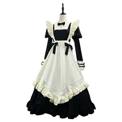 Plus Size S-5XL British Black Long-sleeved Maid Dress Cosplay Costume Girl Woman Anime Maid Suit Maid Party Stage Outfits