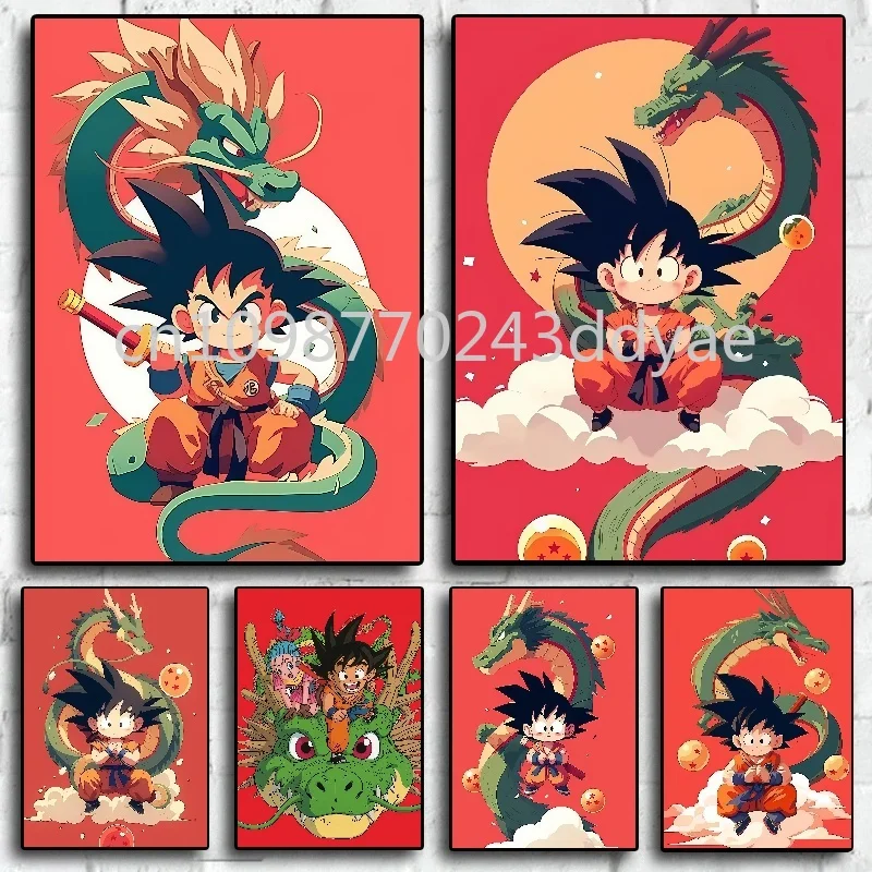 Póster clásico famoso de la pasión de Dragon Ball, Super Saiyan Goku, decoración de pared del dormitorio para el hogar, pintura en lienzo