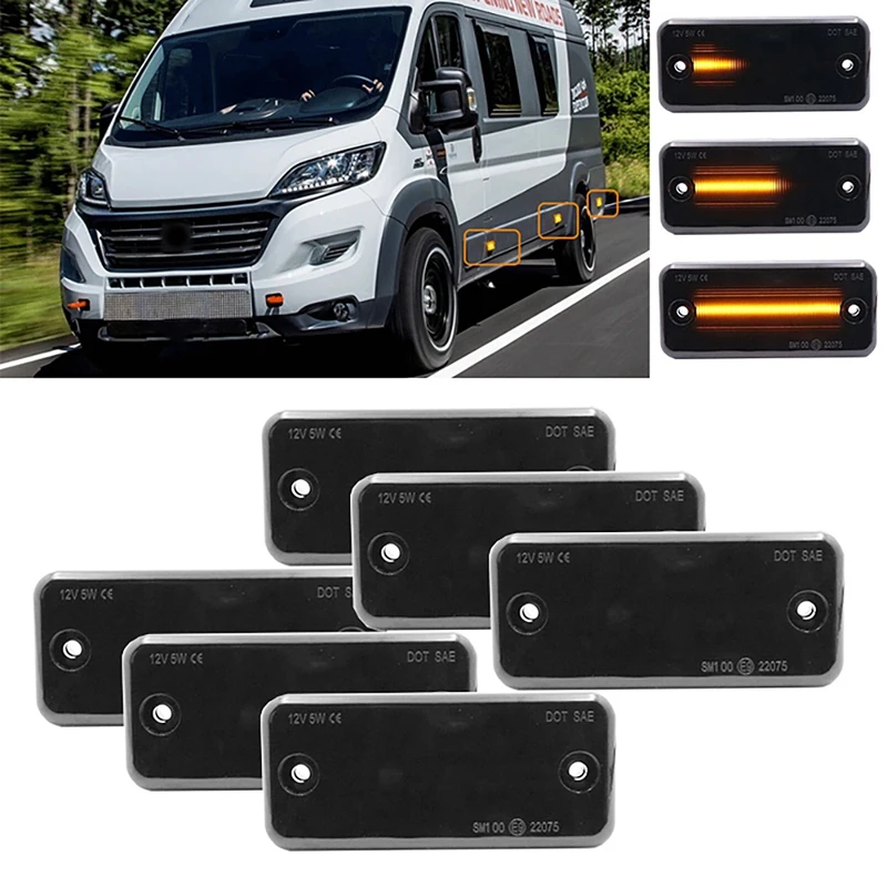 

6 шт. Янтарный динамический движущийся Планер для Iveco Fiat Ducato Citroen Relay Peugeot Boxer Renault VOLVO MAN