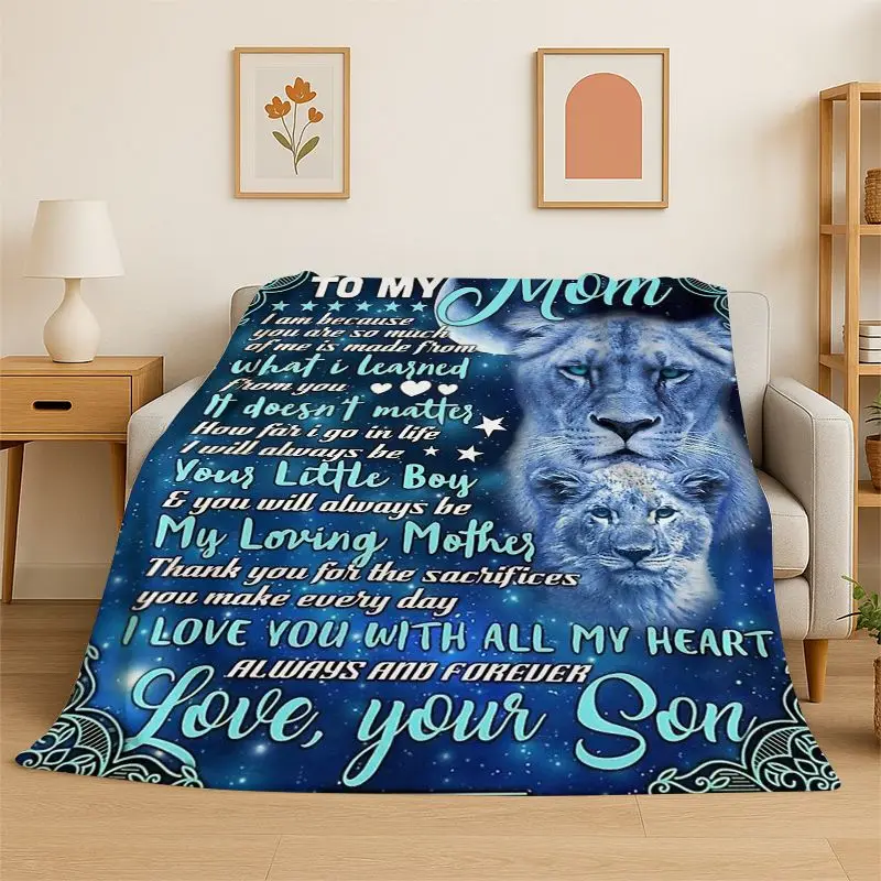 Gift Thanks To My Mom Mother Letter Present Flannel Blanket Soft Throw Blanket for Bedroom Living Room Bed Camping Picnic Nap
