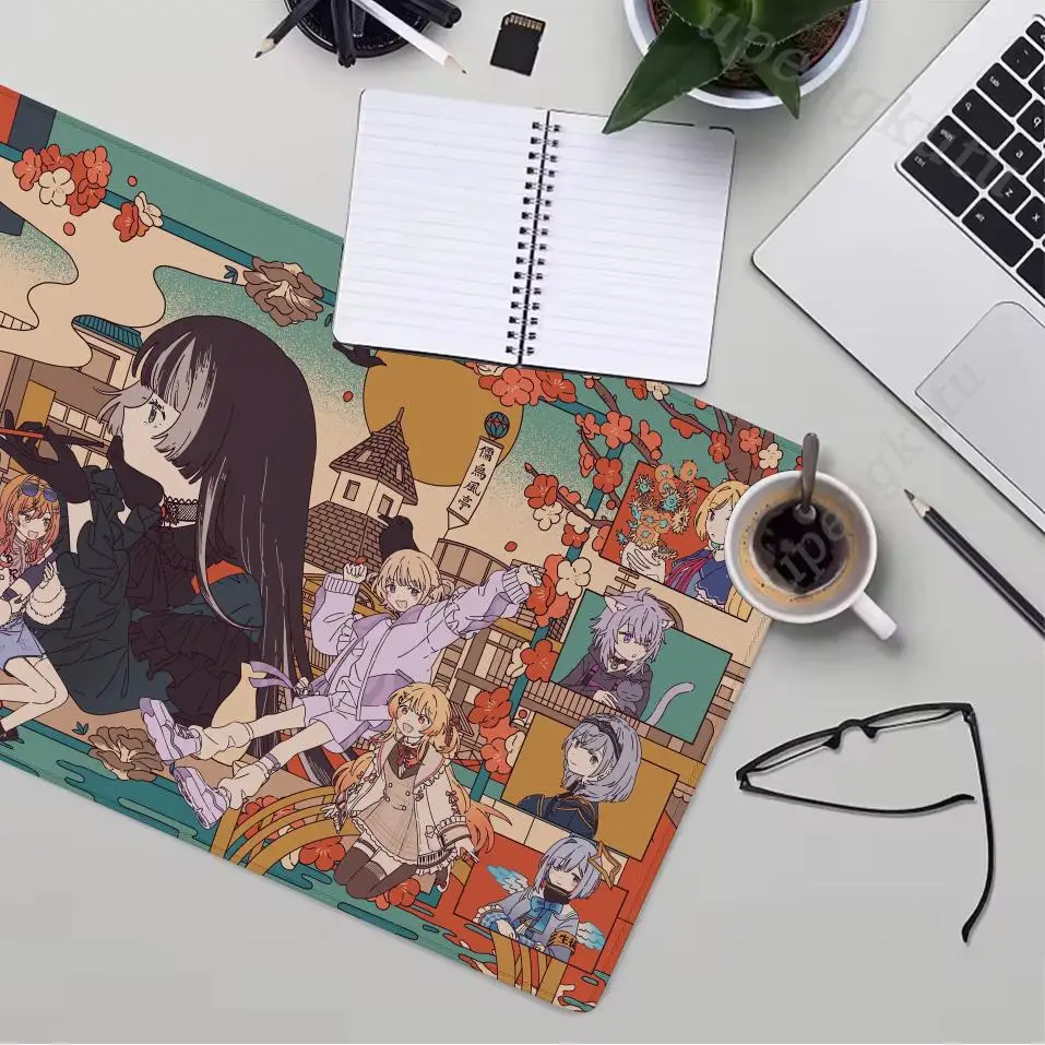 J Kufuutei Raden لوحة ماوس أنيمي كبيرة حصيرة مكتبية لوحة المفاتيح مريح مكتب المطاط الكمبيوتر عدم الانزلاق المضادة للفرش المنزل مخصص