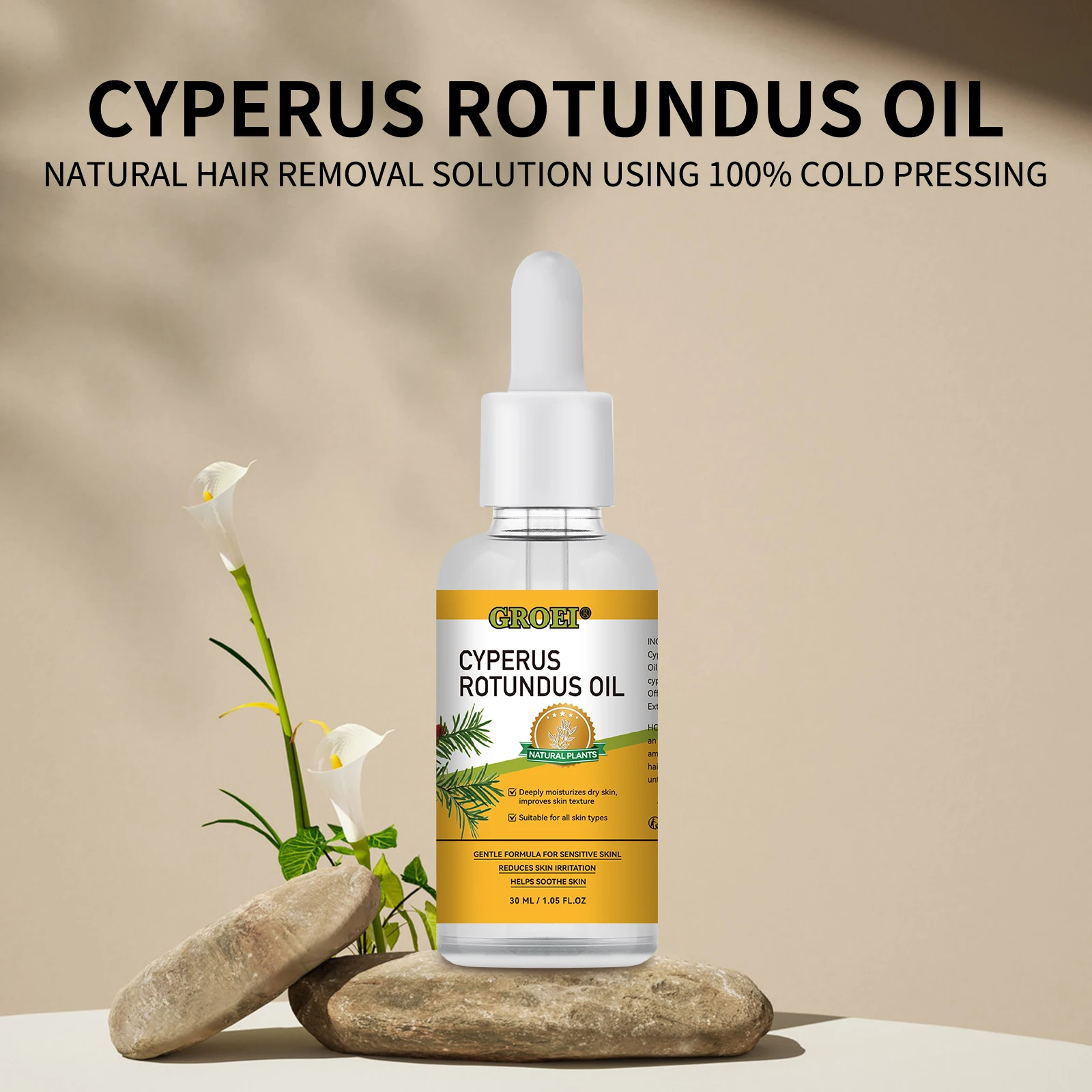 

GROEI Hair Removal Care Oil Nourishes and protects skin Inhibits hair growth Suitable for all skin types Natural non-irritating