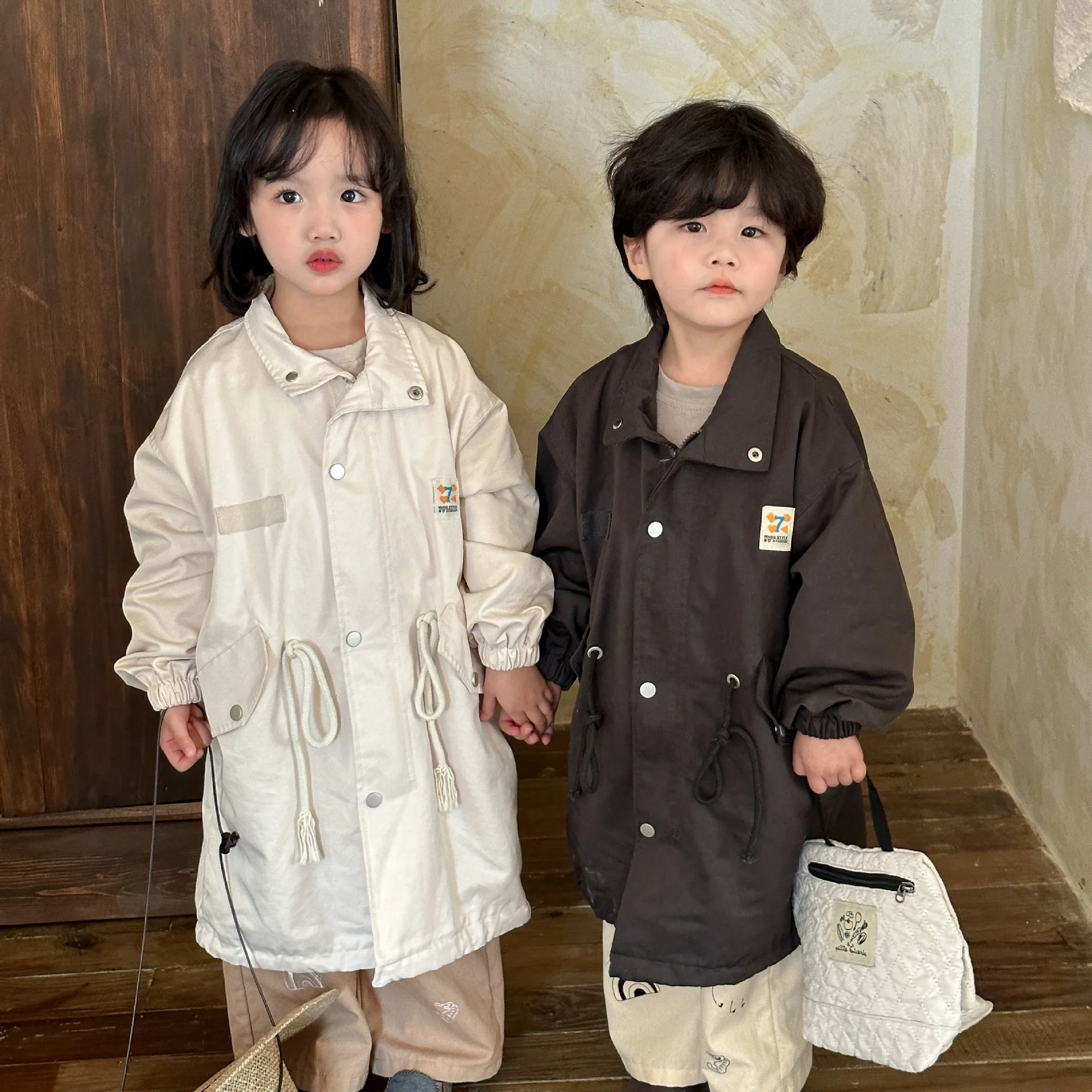 

Children Clothing Kids Long Boys and Girls Spring Coat Korean Style Trench Coat 2024 New Fashionable Kids Casual Coat