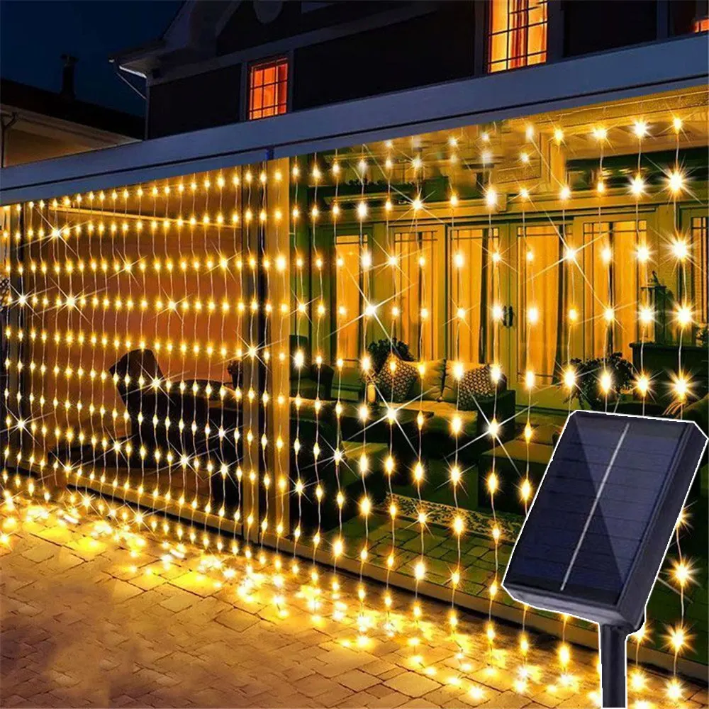 

Valentine's Day Wedding Party Decoration 3/6M Fairy Lights Garland Garden Decor LED Solar Curtain Lights String EID Mubarak