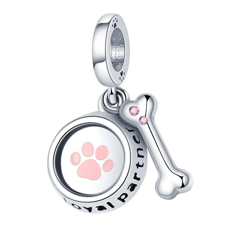 

S925 Sterling Silver Charm Bead Pendant 3mm Cute Dog Bowl Bone Design Sweet Original DIY Fine Jewelry Design Elegant Accessory