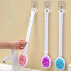 1Pc Silicone Double-sided Long Handle Scrub Brush for Bath with Detachable Shower Brush Exfoliating Sponge Brush Bath Supplies