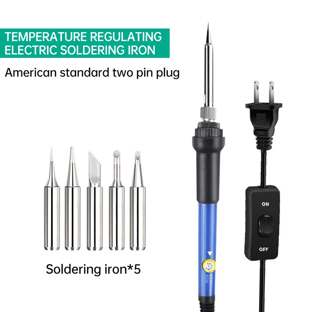 New Adjustable Temperature Electric Soldering Iron 220V 110V 60W Welding Solder Rework Station Heat Pencil Tips Repair Tools