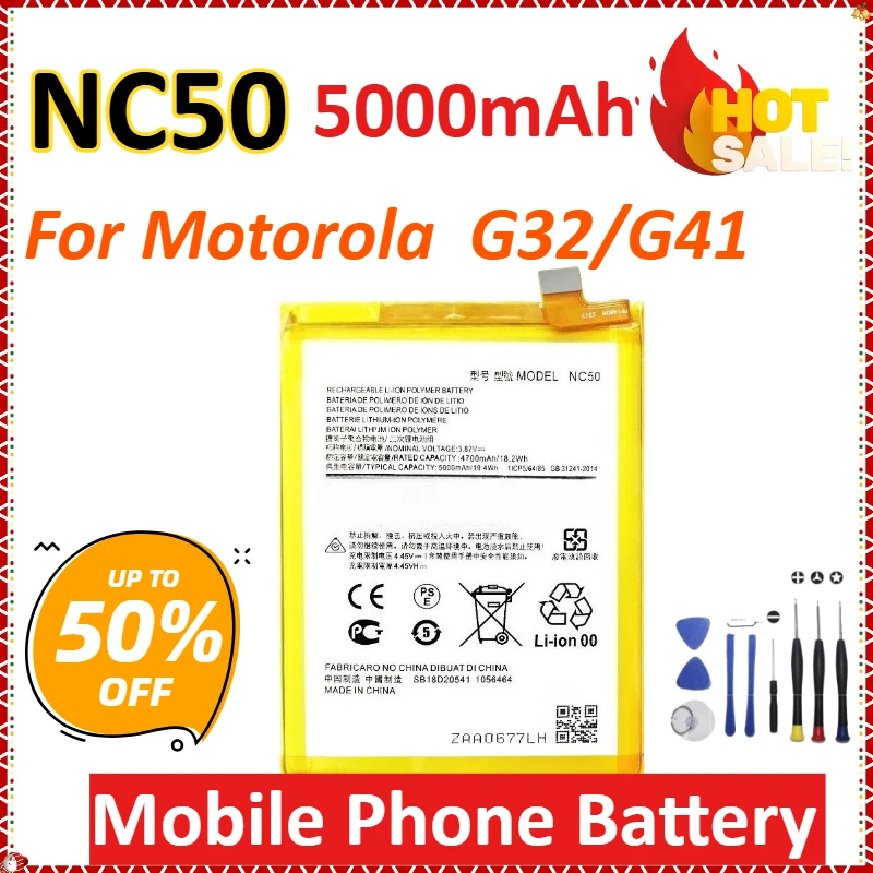 

NC50 3.87V 5000mAh for Motorola G32/G41 XT2167-2 High-Capacity Replacement Mobile Phone Battery + Free Tools