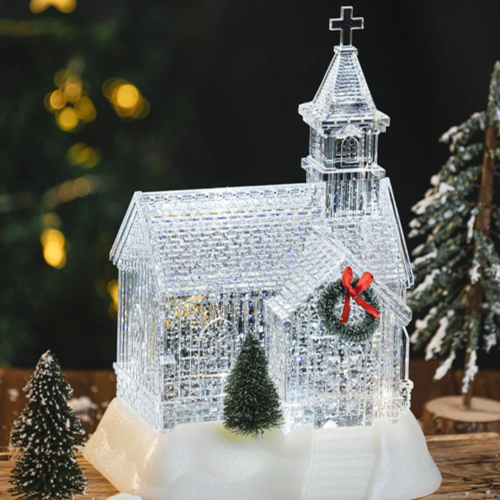 

Crystal Church House Snowy Christmas Decoration Snowflake Music Box Music Box Gift Ornament Crystal House Snowflake Music Box