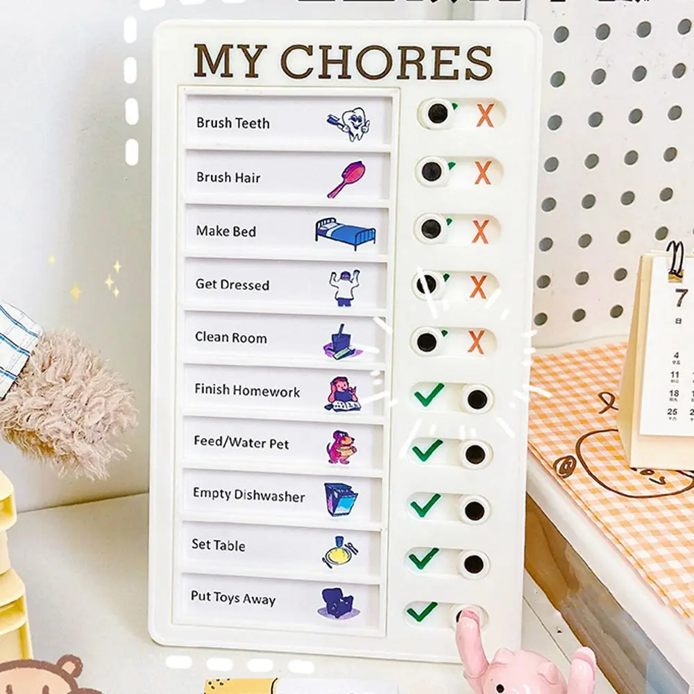 Planner Kids DIY Sticky Notes Chore Chart Children's Self-discipline Punch Card Memo Plastic Board Student Message Checklist