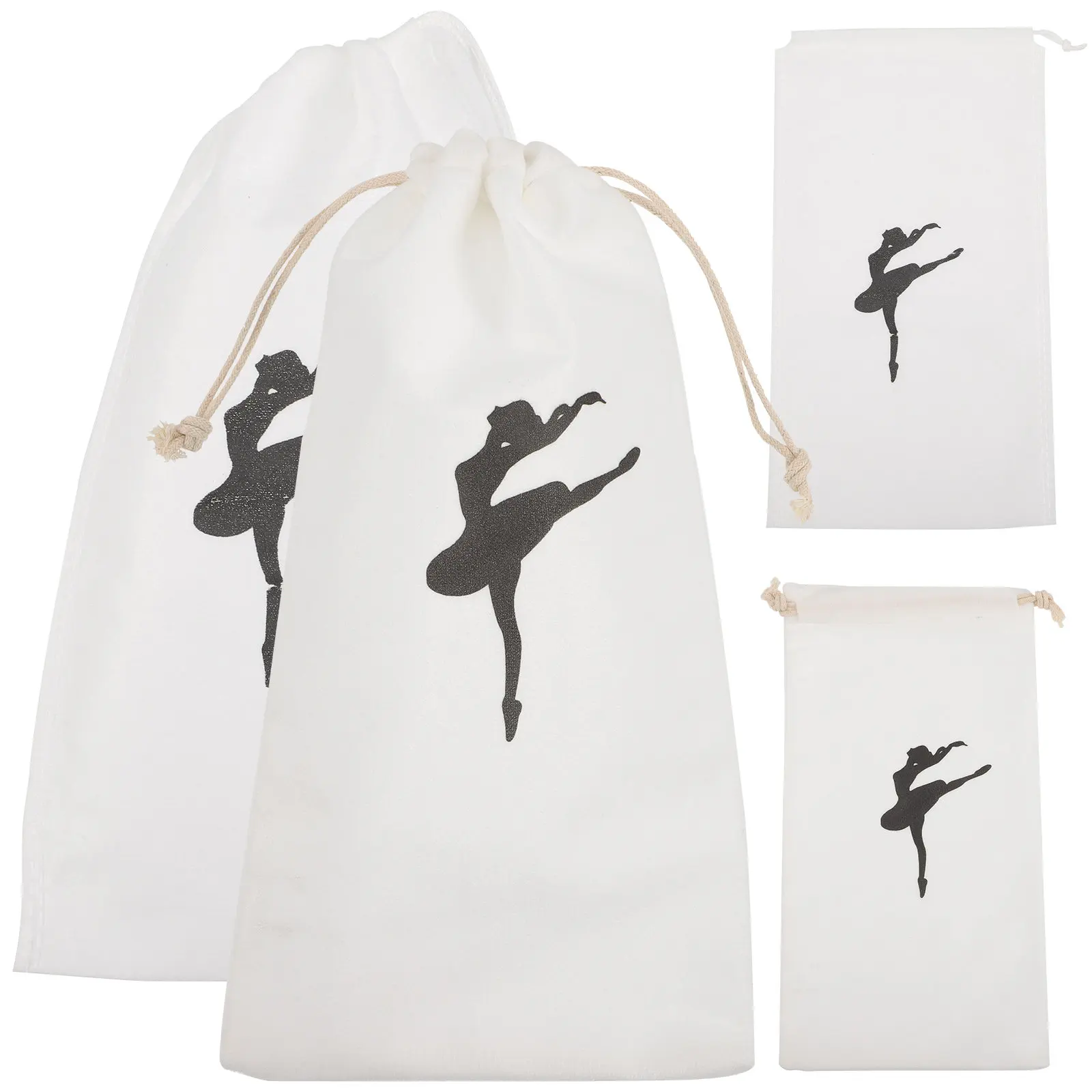 

4Pcs Drawstring Ballet Dance Shoe Bags Large Capacity Portable Shoe Pouches for Pointe Shoes Ballet Storage Organizer