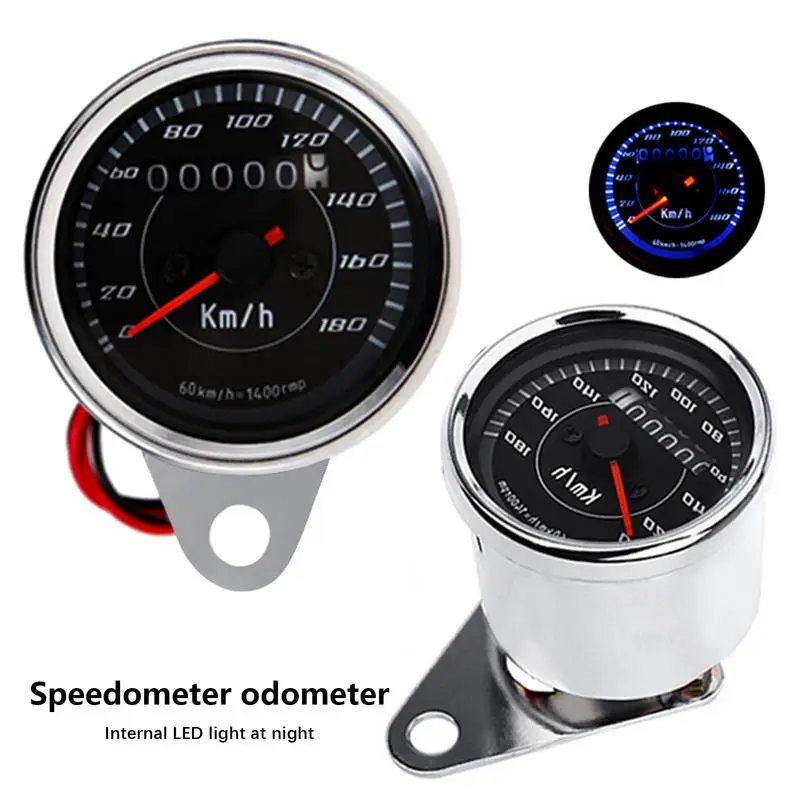 Universal Motorcycle Odometer Speedometer Retro 12W Round  for Motorcycles Fashionable Speedometer with LED Light Lightweight