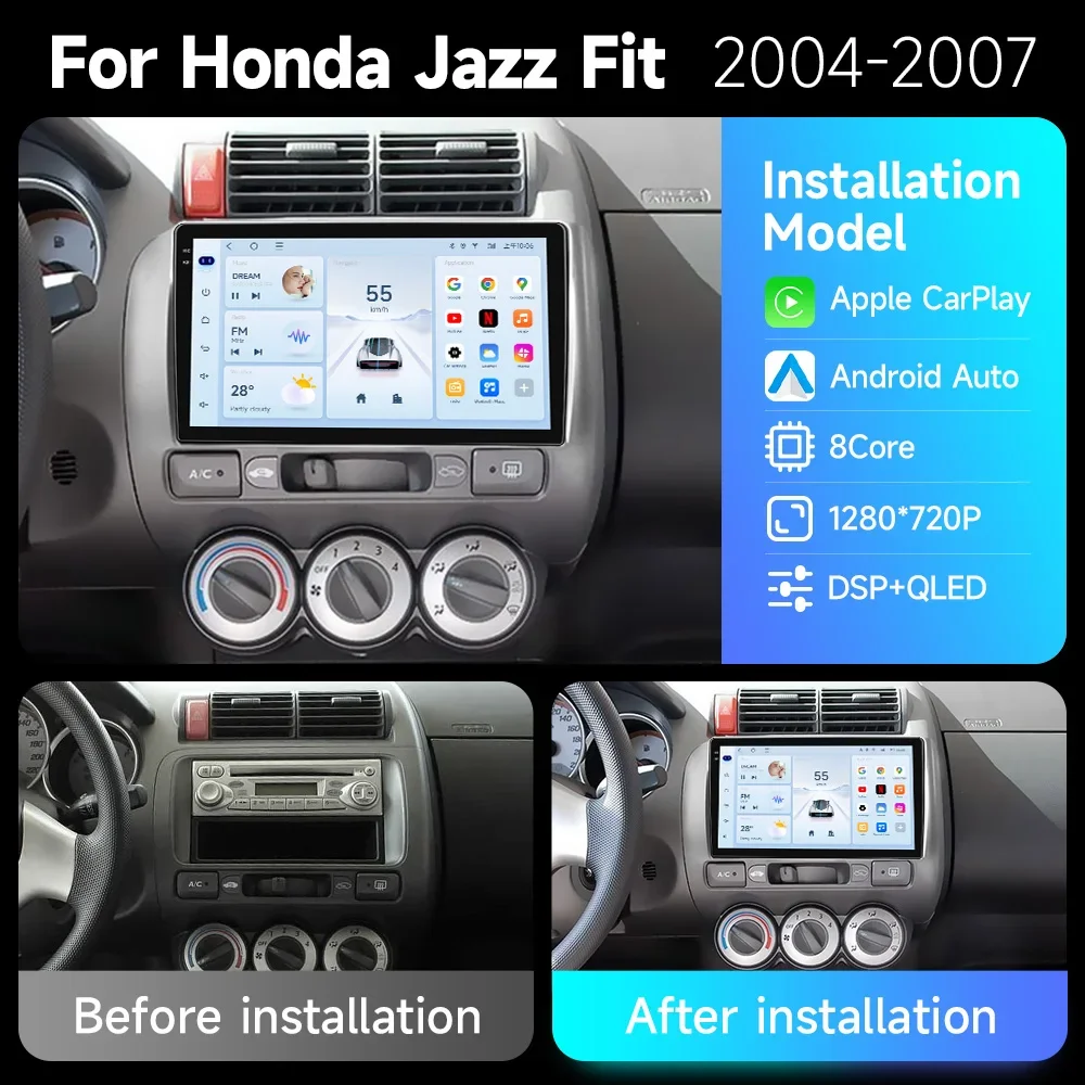 Android 15 Car Radio Multimedia Video Player For Honda Fit Jazz City 2002-2007 Navigation 9