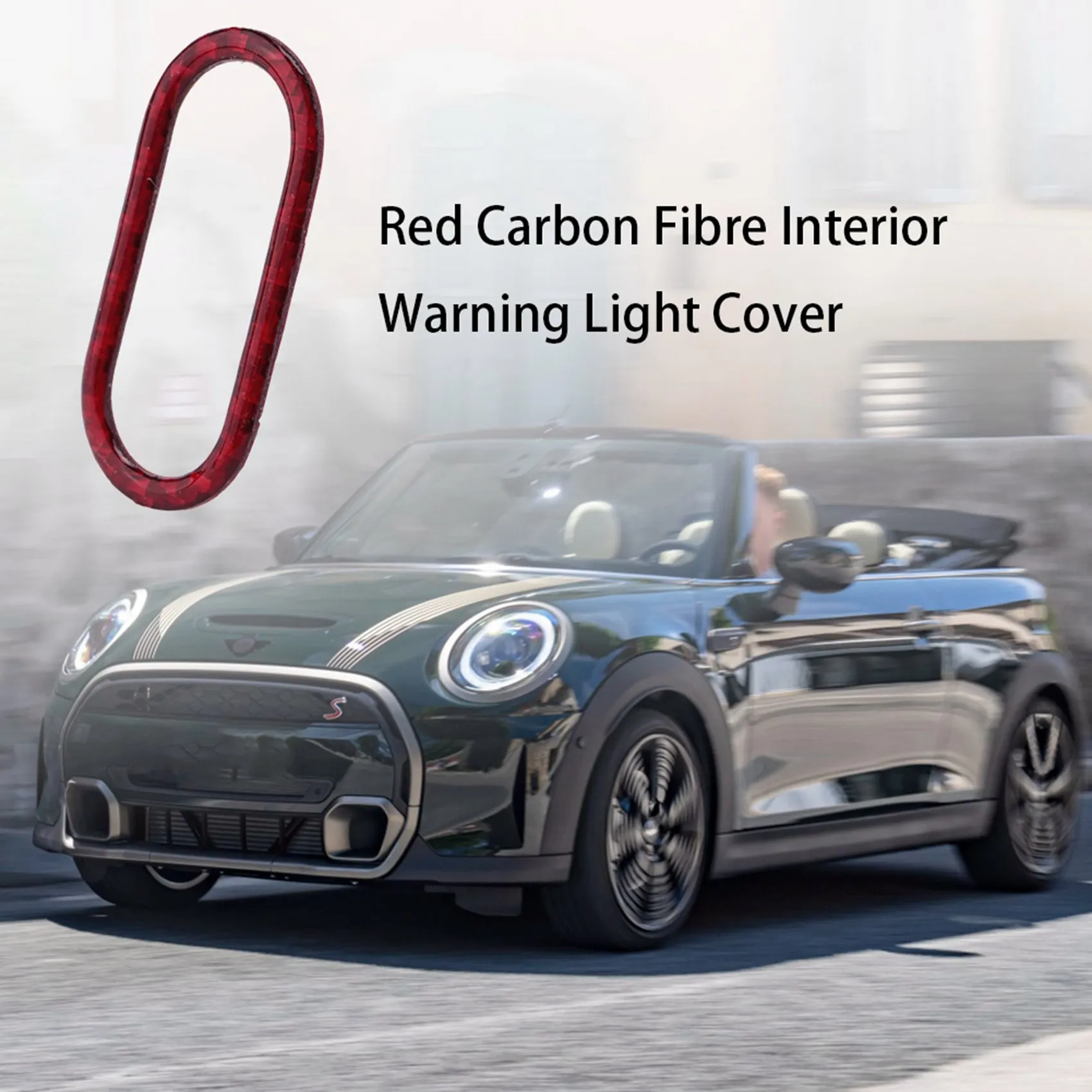 #80V (Red)Red Carbon Fibre Interior Warning Light Cover for MINI Cooper,Automotive Parts & Accessories