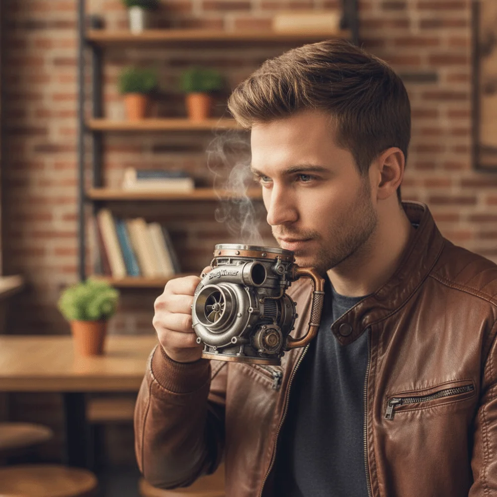 Resin Turbocharger Mug Comfortable Grip Sturdy and Durable 3D Engine Cup Handcrafted Mechanical Element Style Coffee Mug - view 4