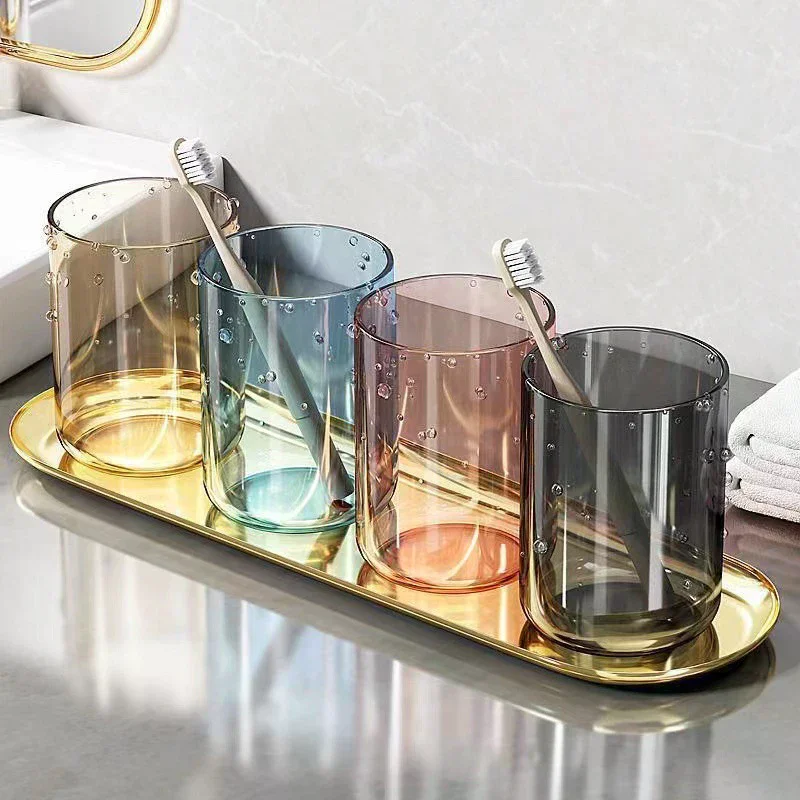 Couple Solid Color Transparent Mouthwash Cup Large Capacity Nordic Style Toothbrush Cup Transparent Mouthwash Plastic Cup