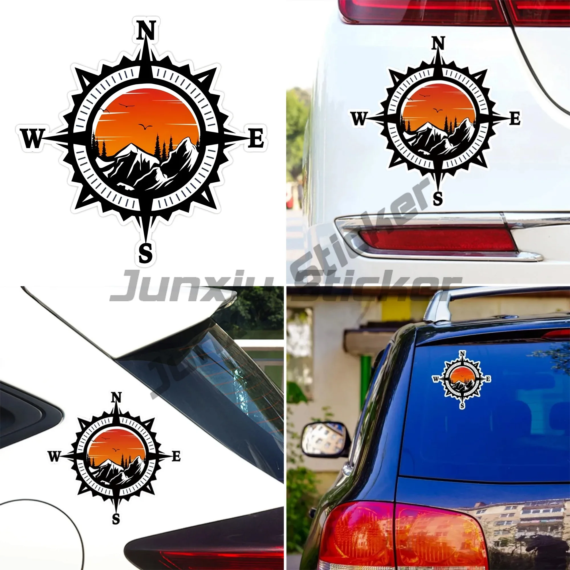

COMPASS TREES LAKE Vinyl Decal Sticker for SUV Car Truck Bumper Wall Window